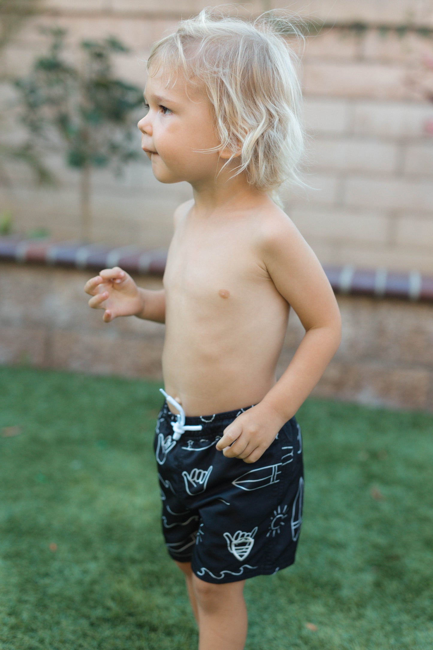 Black and White Shaka Trunks