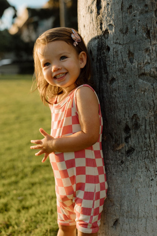 Laney Checked Romper